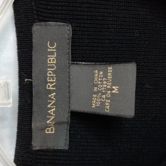 Banana Republic M V-Neck Sweater Black White Long Sleeeve Knit - Picture 5 of 9